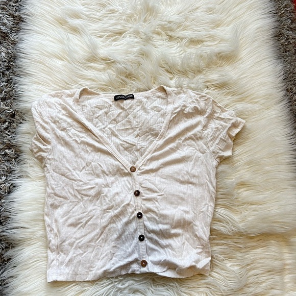 White Button-Down Crop Top - Picture 1 of 1